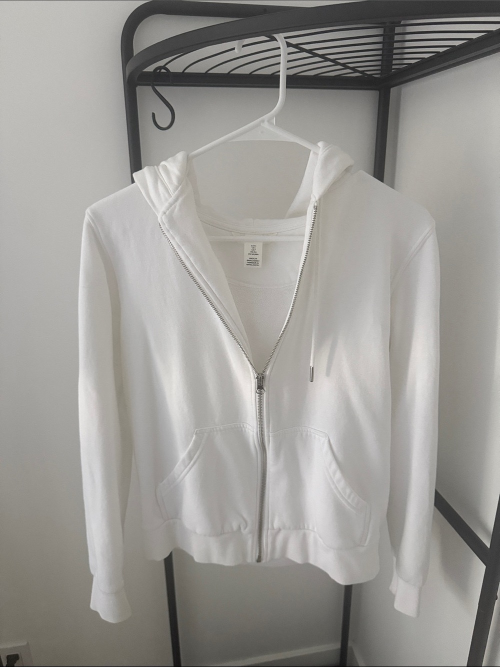 H&M White Zip-Up Hoodie Jacket